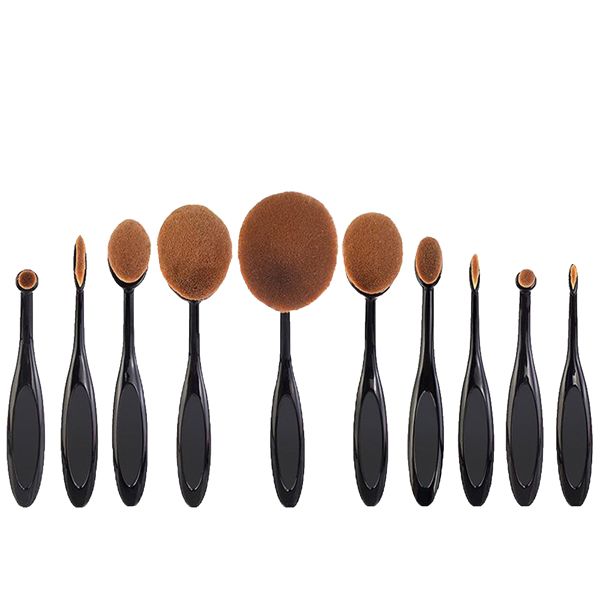 Professional 10 Piece Oval Makeup Brush Set