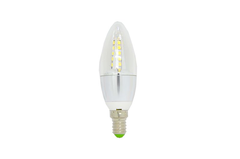4W E14 LED Candle Bulb - White &amp; Silver (6 Pack)