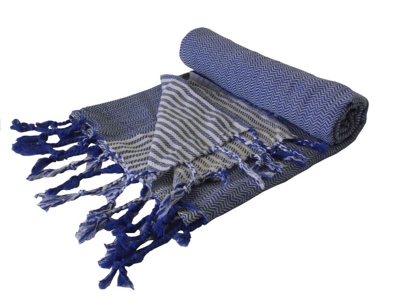 Off To Blue Woven Turkish Beach Towel - Mavi