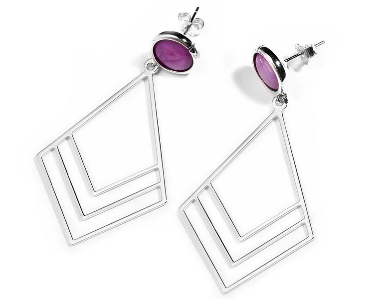 Bougainvillia Studs - Silver &amp; Purple Mother of Pearl