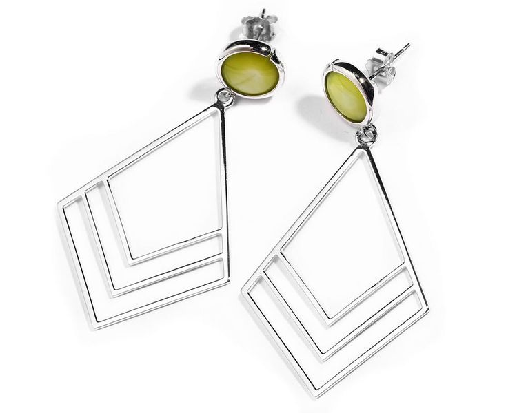 Bougainvillia Studs -Silver with Green Mother of Pearl