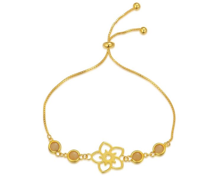 Frangipani Silver Bracelet - 4 Round Yellow Marble