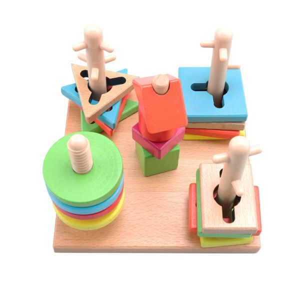 5 Wooden Pillars Educational Wooden Buidling Blocks