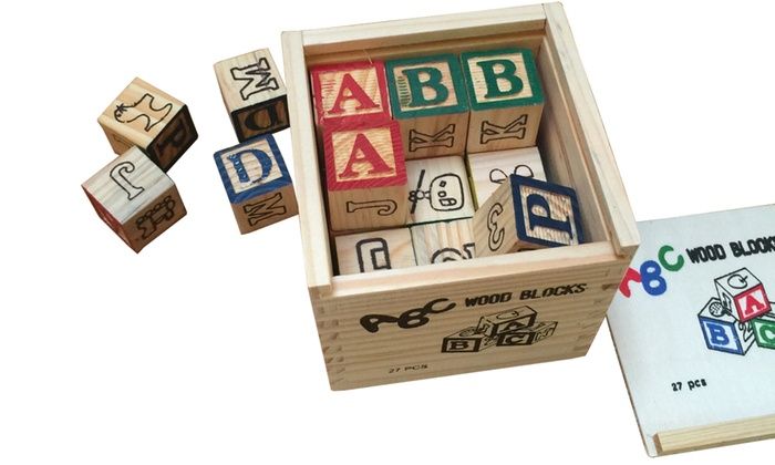 27 Piece Wooden Educational ABC Blocks