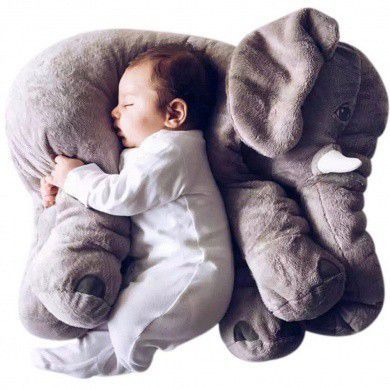 fom toys stuffed elephant plush pillow grey