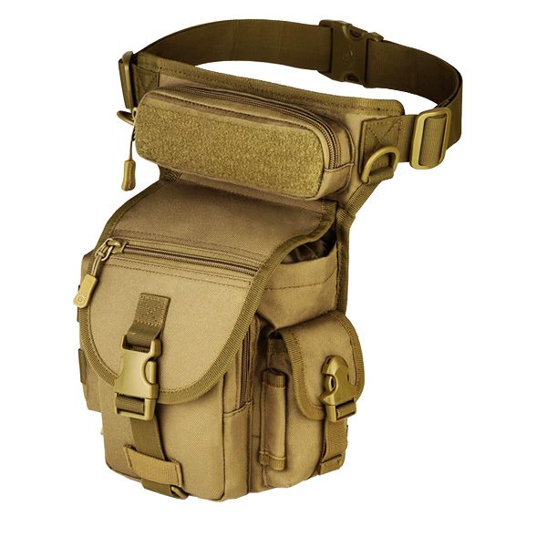 Tactical Military Drop Leg Thigh Panel Bag - Brown