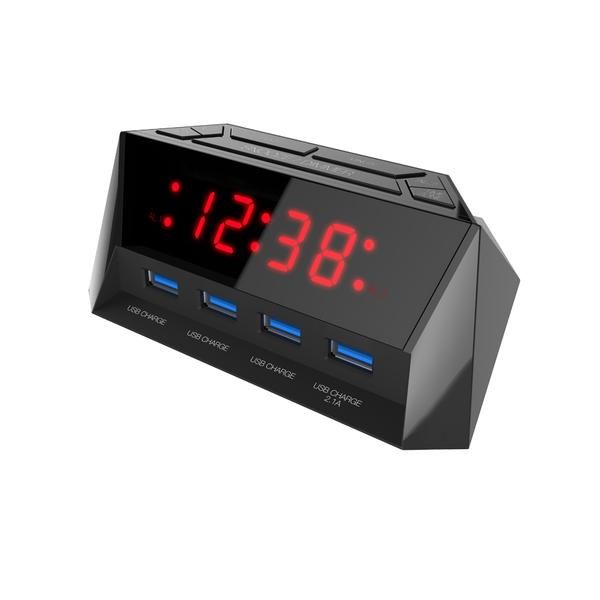 Blaupunkt Digital Alarm Clock Led Display 4 Usb - Red