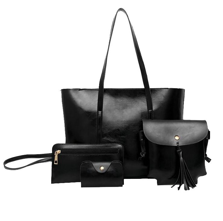 4 Piece PU Leather Handbag Shoulder Bag Black Shop Today. Get it