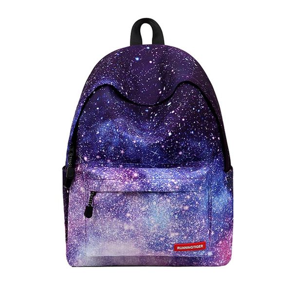 Running Tiger Printed Fashion Backpack - Galaxy