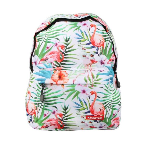 Running Tiger Printed Fashion Backpack - Flamingo