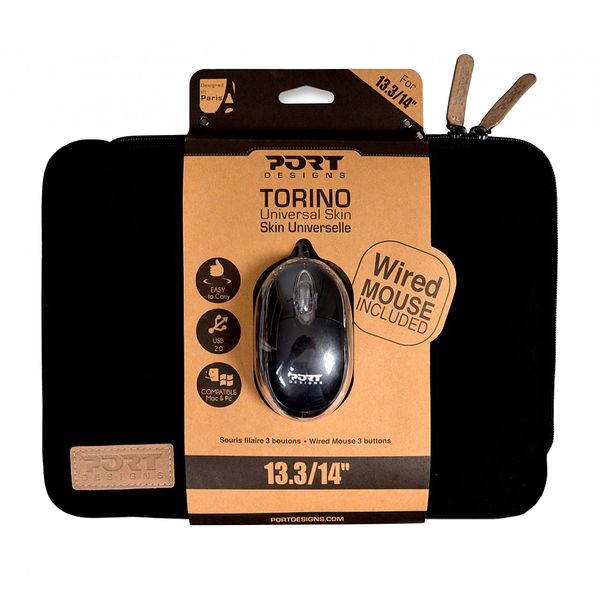 Port Designs Torino Notebook Sleeve 13.3" and Mouse Combo - Black