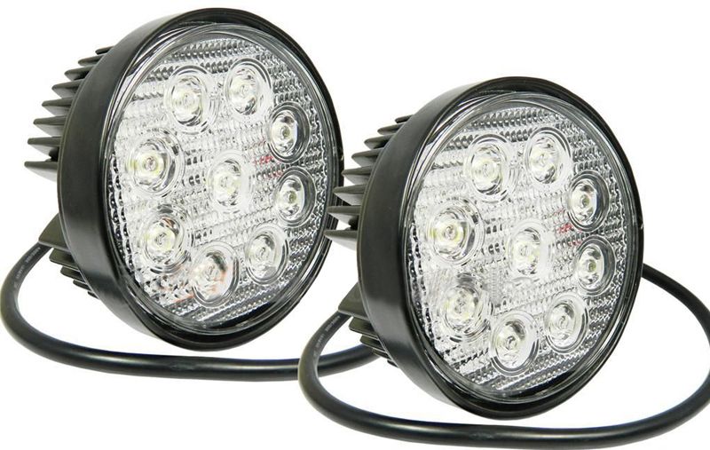 27W 9 LED Flood Off Road Round Work Light - 2 Piece