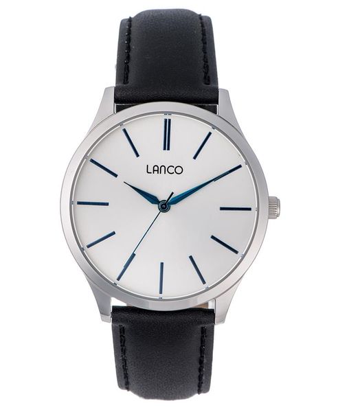 Lanco Men's Black Silver &amp; Blue Watch