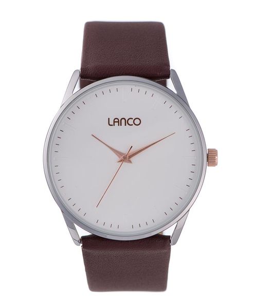 Lanco Men's Silver &amp; Rose Gold Brown Watch