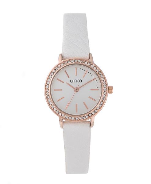 Lanco Women's White Rose Gold &amp; Stone Watch