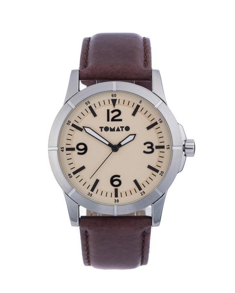 Tomato Men's Beige Silver &amp; Brown Watch