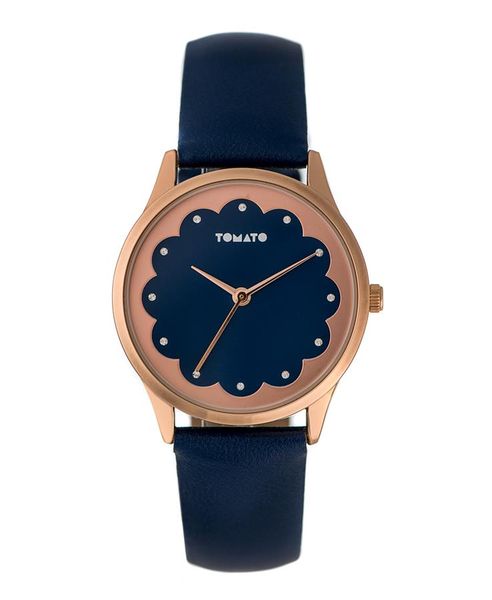 Tomato Women's Navy Rose Gold &amp; Scallop Detail Watch