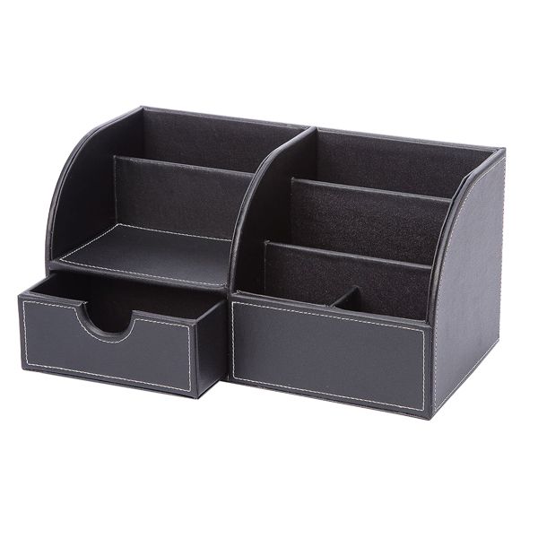 Multifunctional PU Leather Desk Organizer - 7 Slots