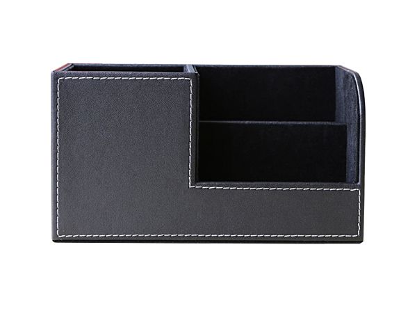 Multifunctional PU Leather Desk Organizer - 3 Slots