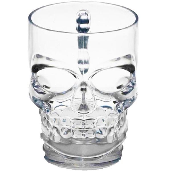 Skull Face Glass Beer Mug with Handles