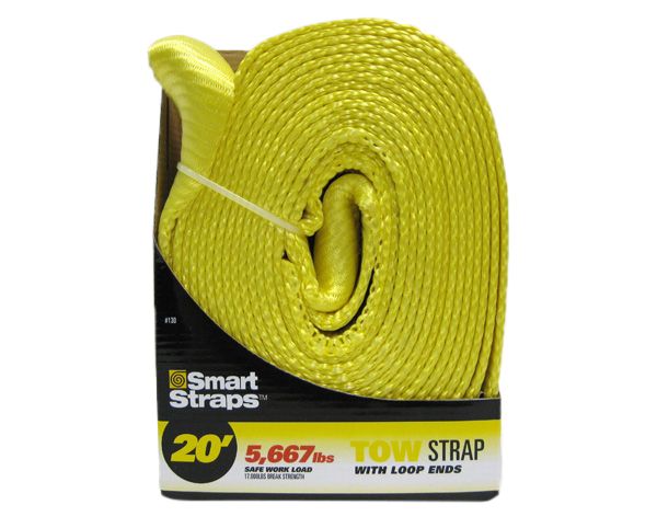 Smart Straps 6m Tow Strap with Loop Ends - Yellow