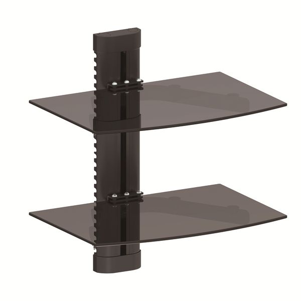 Space TV Smoked Glass Double Shelf Bracket for DVD AV &amp; DSTV Components