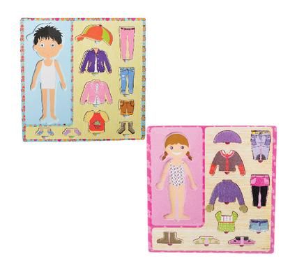 Bulk Pack Educational Push-In Wooden Board Dress Up - Set of 4