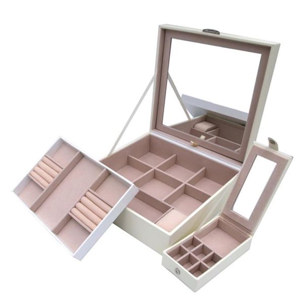 Multi-Purpose Jewelry Box With Large Mirror &amp; 2 Trays