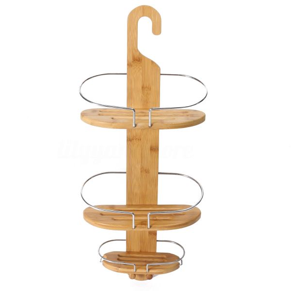 Bamboo 3 Tier Shower Bathroom Caddy Rack Holder