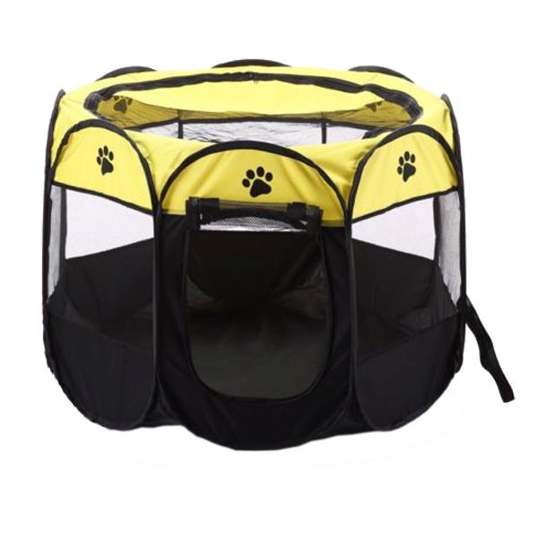Foldable Pet Playpen Yard Mesh Shade Cover - Yellow