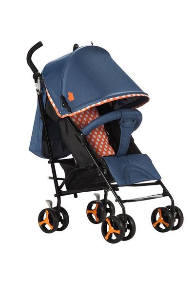 Baneen Baby Stroller Pram with Lift Up Foot Rest &amp; Shopping Basket - Blue