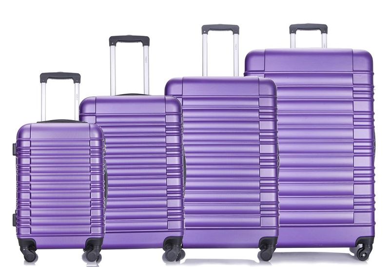 Hazlo 4 Piece Trolley ABS Hard Luggage Bag Set - Purple