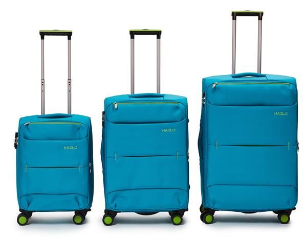 Hazlo 3 Piece Nylon Trolley Luggage Bag Set - Blue