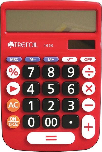 Trefoil: 12 Digit Desktop Calculator Red 1650