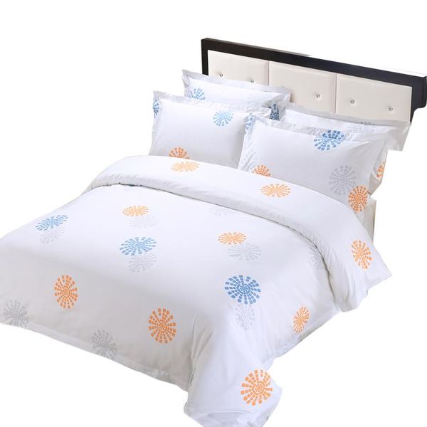 Hazlo 3 Piece Duvet Cover Set 100% Cotton - White Pattern