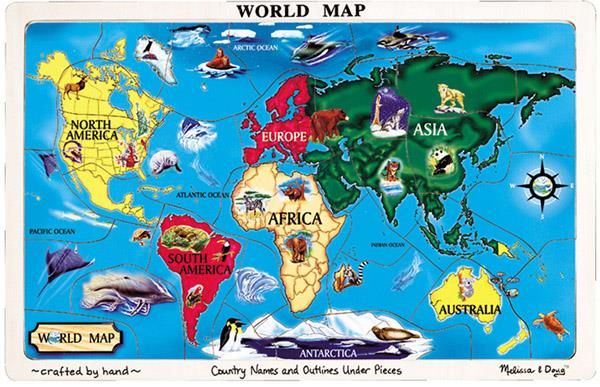 Melissa &amp; Doug World Map Puzzle - 33 Piece