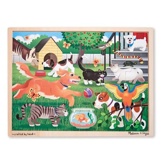 Melissa &amp; Doug Pets Wooden Jigsaw 24 Piece Puzzle
