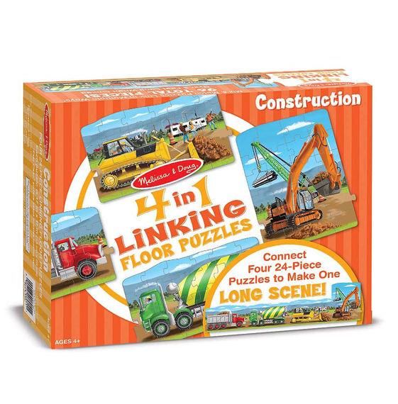 Melissa &amp; Doug Construction Linking Floor Puzzle 96 Piece
