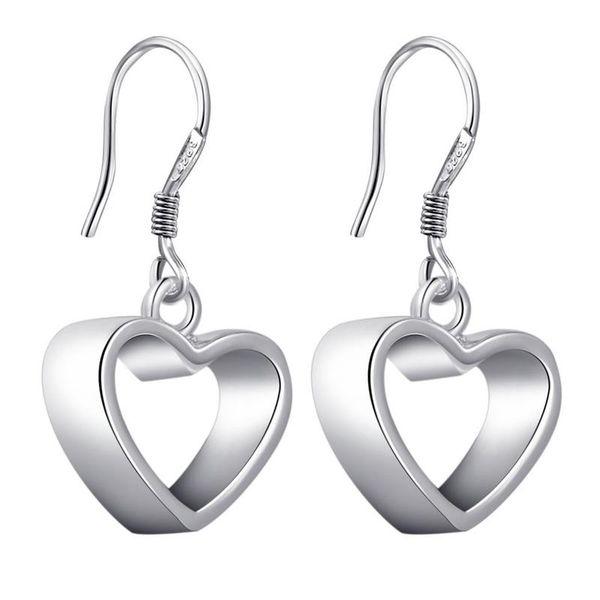 Silver Designer Heart Hoop Earrings