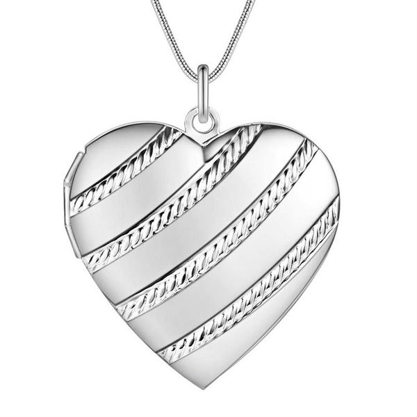 Silver Designer Heart Rope Locket Necklace PUT A PHOTO INSIDE