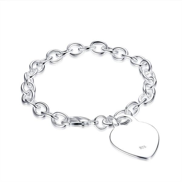 Silver Designer Bracelet with Heart Disc Pendant