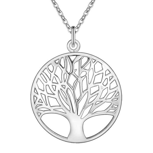Silver Designer Tree of Life Disc Necklace