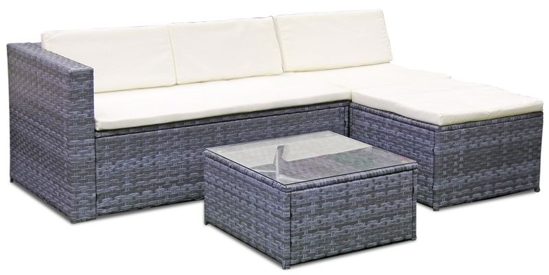Outdoor furniture-Livorno lounge set 4 piece marbled black-Fine living