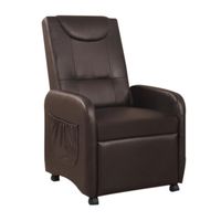 Hazlo Faux Leather Fold Back Recliner Couch Sofa Chair - Brown