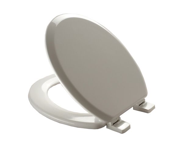 Wooden Toilet Seat with Plastic Hinge - White