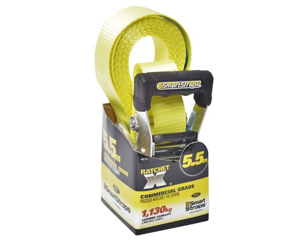 Smart Straps 5.5m Ratchet X Tie Down - Yellow