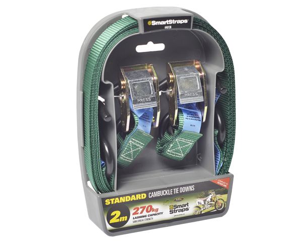 Smart Straps 2m Tie Down Cambuckle - Green (4 Piece)