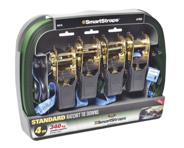 Smart Straps 4mRatchet Tie Down Pad - Green (4 Piece)