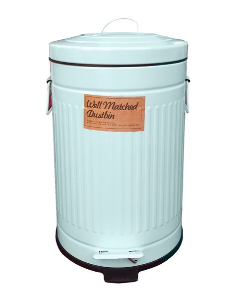 Well Matched Tin Dustbin with Pedal - Light Green (12L)