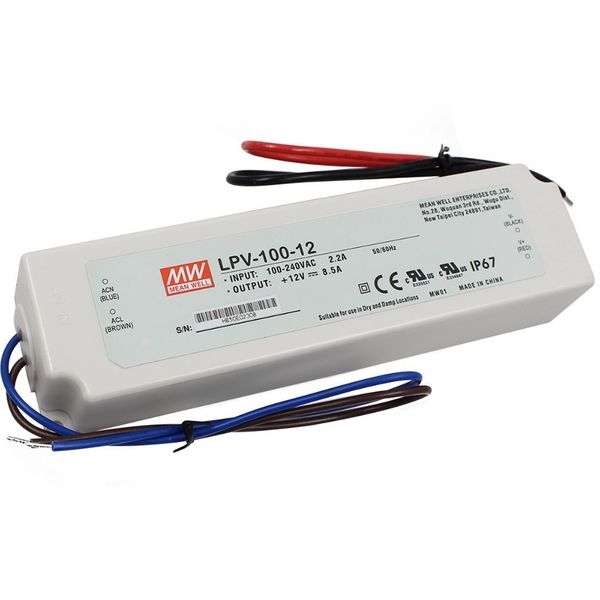 Mean Well Waterproof LED Transformer - 100W, 12V DC